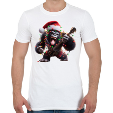PRINTFASHION Vicces karácsonyi gitáros rocker party gorilla - Férfi póló - Fehér