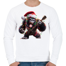 PRINTFASHION Vicces karácsonyi gitáros rocker party gorilla - Férfi pulóver - Fehér férfi pulóver, kardigán