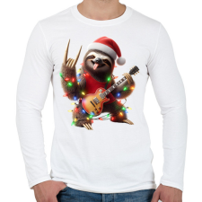 PRINTFASHION Vicces karácsonyi gitáros rocker party lajhár - Férfi hosszú ujjú póló - Fehér férfi póló