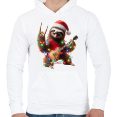 PRINTFASHION Vicces karácsonyi gitáros rocker party lajhár - Férfi kapucnis pulóver - Fehér