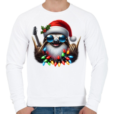 PRINTFASHION Vicces karácsonyi gitáros rocker party lajhár - Férfi pulóver - Fehér férfi pulóver, kardigán