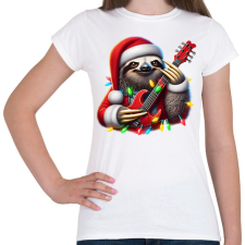 PRINTFASHION Vicces karácsonyi gitáros rocker party lajhár - Női póló - Fehér női póló