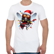 PRINTFASHION Vicces karácsonyi gitáros rocker party légy / bogár - Férfi póló - Fehér férfi póló
