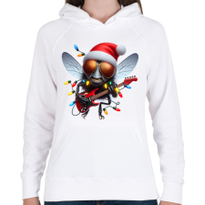 PRINTFASHION Vicces karácsonyi gitáros rocker party légy / bogár - Női kapucnis pulóver - Fehér női pulóver, kardigán