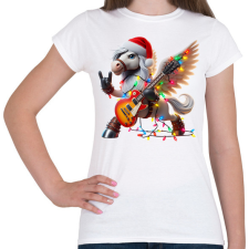PRINTFASHION Vicces karácsonyi gitáros rocker party ló / Pegazus - Női póló - Fehér női póló