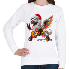 PRINTFASHION Vicces karácsonyi gitáros rocker party ló / Pegazus - Női pulóver - Fehér
