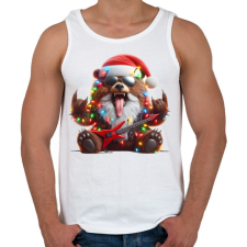 PRINTFASHION Vicces karácsonyi gitáros rocker party medve - Férfi atléta - Fehér atléta, trikó