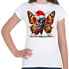 PRINTFASHION Vicces karácsonyi gitáros rocker party pillangó / lepke - Női póló - Fehér