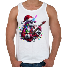PRINTFASHION Vicces karácsonyi gitáros rocker party unikornis - Férfi atléta - Fehér atléta, trikó