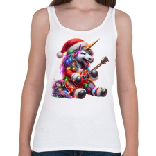 PRINTFASHION Vicces karácsonyi gitáros rocker party unikornis - Női atléta - Fehér női trikó