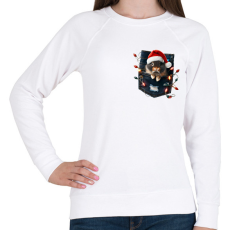 PRINTFASHION Vicces karácsonyi nyuszi zsebben - mikulás sapkában - Női pulóver - Fehér
