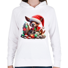 PRINTFASHION Vicces karácsonyi party kenguru kölyök - Mikulás ruhában - Női kapucnis pulóver - Fehér