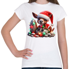 PRINTFASHION Vicces karácsonyi party kenguru kölyök - Mikulás ruhában - Női póló - Fehér női póló