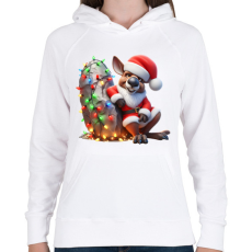 PRINTFASHION Vicces karácsonyi party kenguru - Mikulás ruhában - Női kapucnis pulóver - Fehér