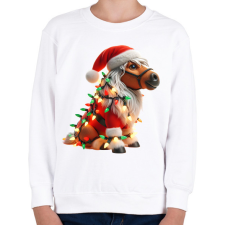 PRINTFASHION Vicces karácsonyi party ló - Mikulás ruhában - Gyerek pulóver - Fehér gyerek pulóver, kardigán