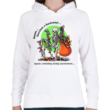 PRINTFASHION Vicces karácsonyi pulcsi / póló minta - csontváz - Női kapucnis pulóver - Fehér női póló