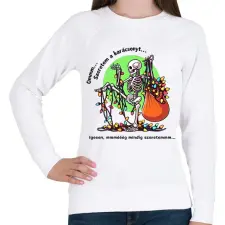 PRINTFASHION Vicces karácsonyi pulcsi / póló minta - csontváz - Női pulóver - Fehér női póló