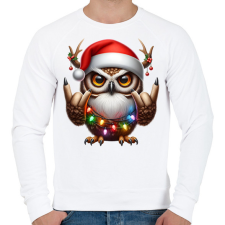 PRINTFASHION Vicces karácsonyi rocker party bagoly - Férfi pulóver - Fehér férfi pulóver, kardigán