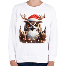 PRINTFASHION Vicces karácsonyi rocker party bagoly - Gyerek pulóver - Fehér gyerek pulóver, kardigán