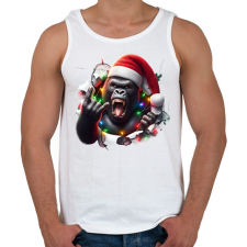 PRINTFASHION Vicces karácsonyi rocker party gorilla - Férfi atléta - Fehér atléta, trikó