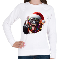 PRINTFASHION Vicces karácsonyi rocker party gorilla - Női pulóver - Fehér női pulóver, kardigán