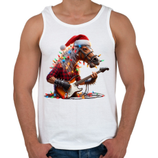 PRINTFASHION Vicces karácsonyi rocker party ló - Férfi atléta - Fehér