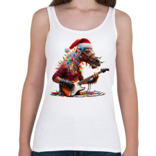 PRINTFASHION Vicces karácsonyi rocker party ló - Női atléta - Fehér női trikó