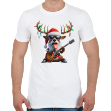 PRINTFASHION Vicces karácsonyi rocker party rénszarvas - Mikulás ruhában - Férfi póló - Fehér férfi póló