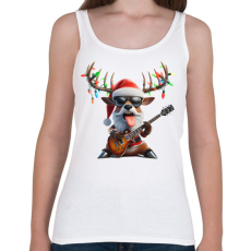 PRINTFASHION Vicces karácsonyi rocker party rénszarvas - Mikulás ruhában - Női atléta - Fehér