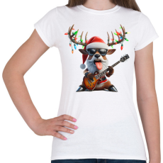 PRINTFASHION Vicces karácsonyi rocker party rénszarvas - Mikulás ruhában - Női póló - Fehér