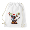 PRINTFASHION Vicces karácsonyi rocker party rénszarvas - Mikulás ruhában - Sportzsák, Tornazsák - Fehér