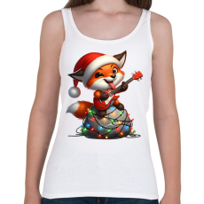 PRINTFASHION Vicces karácsonyi rocker party róka - télapó sapkában - Női atléta - Fehér