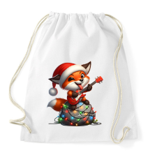 PRINTFASHION Vicces karácsonyi rocker party róka - télapó sapkában - Sportzsák, Tornazsák - Fehér tornazsák