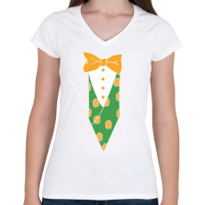 PRINTFASHION Vicces öltöny - Női V-nyakú póló - Fehér