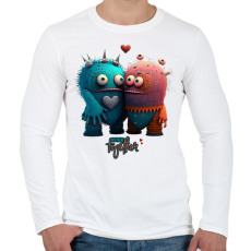 PRINTFASHION Vicces Szörnyecskés - BETTER together- cuki, csúnya, szerelmes minta - Férfi hosszú ujjú póló - Fehér
