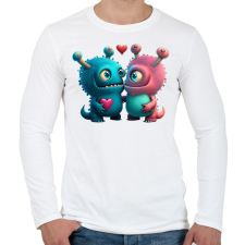 PRINTFASHION Vicces Szörnyecskés - cuki, csúnya, szerelmes minta - Férfi hosszú ujjú póló - Fehér férfi póló