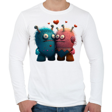 PRINTFASHION Vicces Szörnyecskés - cuki, csúnya, szerelmes minta - Férfi hosszú ujjú póló - Fehér