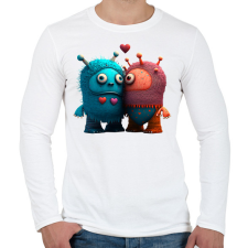 PRINTFASHION Vicces Szörnyecskés - cuki, csúnya, szerelmes minta - Férfi hosszú ujjú póló - Fehér férfi póló