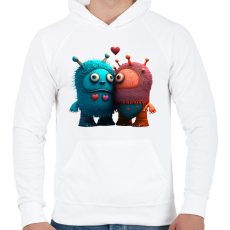 PRINTFASHION Vicces Szörnyecskés - cuki, csúnya, szerelmes minta - Férfi kapucnis pulóver - Fehér