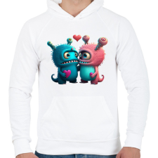 PRINTFASHION Vicces Szörnyecskés - cuki, csúnya, szerelmes minta - Férfi kapucnis pulóver - Fehér férfi pulóver, kardigán