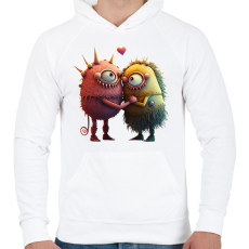PRINTFASHION Vicces Szörnyecskés - cuki, csúnya, szerelmes minta - Férfi kapucnis pulóver - Fehér