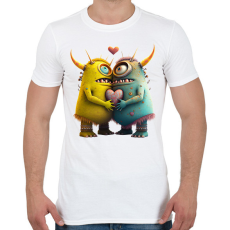 PRINTFASHION Vicces Szörnyecskés - cuki, csúnya, szerelmes minta - Férfi póló - Fehér