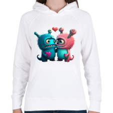 PRINTFASHION Vicces Szörnyecskés - cuki, csúnya, szerelmes minta - Női kapucnis pulóver - Fehér női pulóver, kardigán