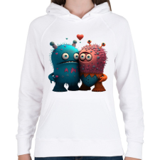 PRINTFASHION Vicces Szörnyecskés - cuki, csúnya, szerelmes minta - Női kapucnis pulóver - Fehér női pulóver, kardigán