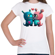 PRINTFASHION Vicces Szörnyecskés - cuki, csúnya, szerelmes minta - Női póló - Fehér