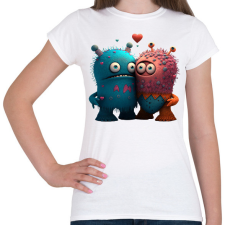 PRINTFASHION Vicces Szörnyecskés - cuki, csúnya, szerelmes minta - Női póló - Fehér női póló