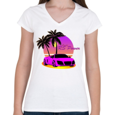 PRINTFASHION Vice City - Audi - Női V-nyakú póló - Fehér