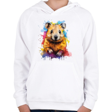 PRINTFASHION Vidám quokka - Gyerek kapucnis pulóver - Fehér gyerek pulóver, kardigán