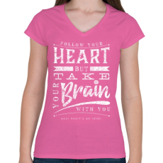 PRINTFASHION Vidd magaddal - Női V-nyakú póló - Rózsaszín