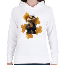 PRINTFASHION vidra - Női kapucnis pulóver - Fehér női pulóver, kardigán